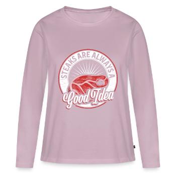 Steak - Frauen Premium Bio Langarmshirt - Altrosa - Vorne - Julia (174cm)