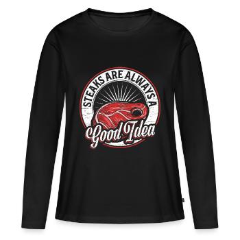 Steak - T-shirt manches longues Premium bio Femme - noir - Devant - Julia (174cm)