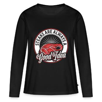 Viande Steak - T-shirt manches longues Premium bio Femme - noir - Devant - Julia (174cm)