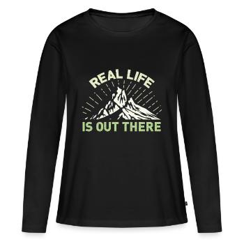 Dehors dehors là l'aventure en plein air - T-shirt manches longues Premium bio Femme - noir - Devant - Julia (174cm)