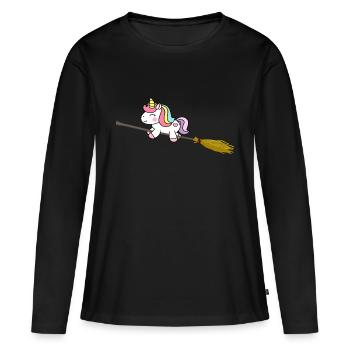 Licorne sorcière créature mythique mystique - T-shirt manches longues Premium bio Femme - noir - Devant - Julia (174cm)