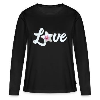 Amoureux de Hoya, fleurs en porcelaine ou fleurs en cire - T-shirt manches longues Premium bio Femme - noir - Devant - Julia (174cm)