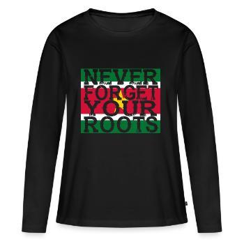 never forget roots home Suriname - Frauen Premium Bio Langarmshirt - Schwarz - Vorne - Julia (174cm)