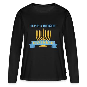 Hanukkah, Chanukkah, Lichterfest, Geschenk, Shirt - Frauen Premium Bio Langarmshirt - Schwarz - Vorne - Julia (174cm)