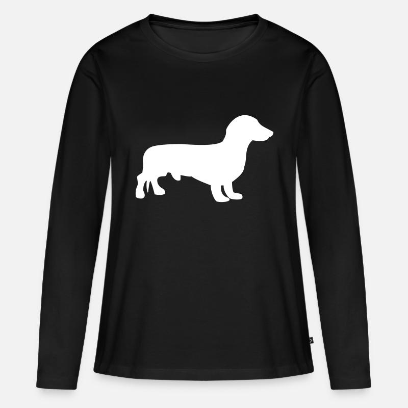 Dackel - Frauen Premium Bio Langarmshirt - Schwarz