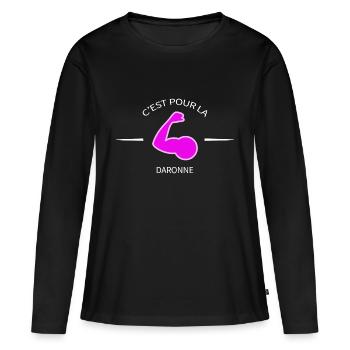 C'est pour la daronne - T-shirt manches longues Premium bio Femme - noir - Devant - Julia (174cm)