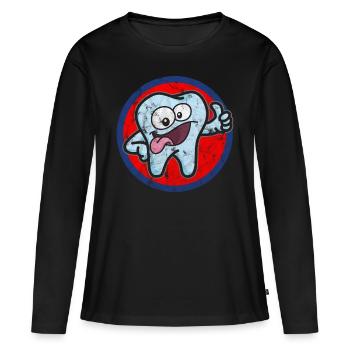 Zahn - Frauen Premium Bio Langarmshirt - Schwarz - Vorne - Julia (174cm)