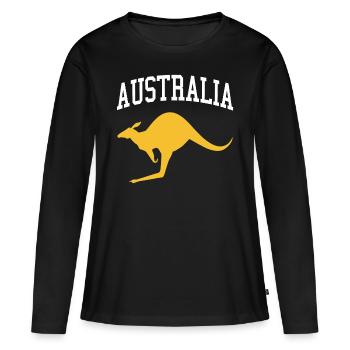 Kangaroo - Frauen Premium Bio Langarmshirt - Schwarz - Vorne - Julia (174cm)