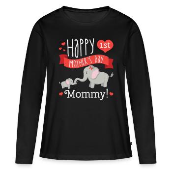 Mutter Tag Sprüche Elefant Anerkennung Geschenk - Frauen Premium Bio Langarmshirt - Schwarz - Vorne - Julia (174cm)