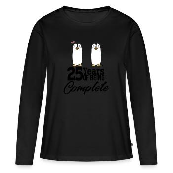 25 Jahre vollständig! Silberhochzeit - Frauen Premium Bio Langarmshirt - Schwarz - Vorne - Julia (174cm)
