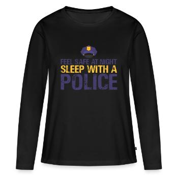 Polizei Polizist lustiger Spruch - Frauen Premium Bio Langarmshirt - Schwarz - Vorne - Julia (174cm)