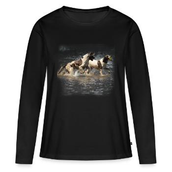 Springer Spaniels - Frauen Premium Bio Langarmshirt - Schwarz - Vorne - Julia (174cm)