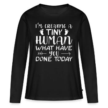 Je fais un bébé - T-shirt manches longues Premium bio Femme - noir - Devant - Julia (174cm)