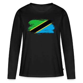 Drapeau drapeau tanzanie - T-shirt manches longues Premium bio Femme - noir - Devant - Julia (174cm)