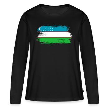 Drapeau drapeau Ouzbékistan - T-shirt manches longues Premium bio Femme - noir - Devant - Julia (174cm)