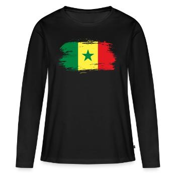 Drapeau drapeau sénégalais - T-shirt manches longues Premium bio Femme - noir - Devant - Julia (174cm)