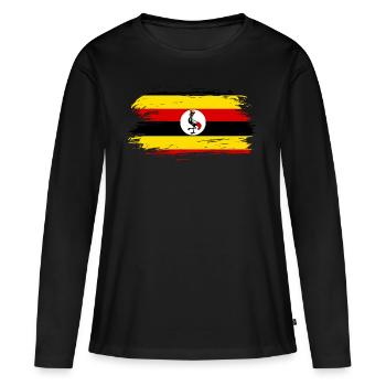 Drapeau drapeau de l'Ouganda - T-shirt manches longues Premium bio Femme - noir - Devant - Julia (174cm)