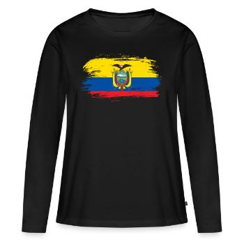 Drapeau drapeau Equateur - T-shirt manches longues Premium bio Femme - noir - Devant - Julia (174cm)