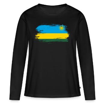 Drapeau du Rwanda drapeau - T-shirt manches longues Premium bio Femme - noir - Devant - Julia (174cm)