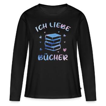Ich Liebe Bücher | Die Tut Nix Die Will Nur Bücher - Frauen Premium Bio Langarmshirt - Schwarz - Vorne - Julia (174cm)