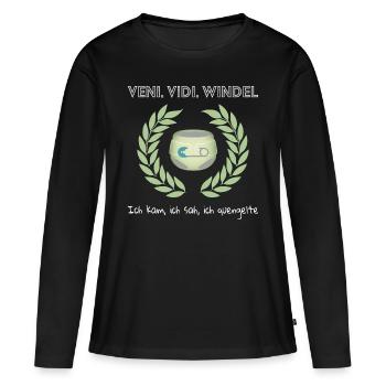 Veni. Vidi. Windel - Frauen Premium Bio Langarmshirt - Schwarz - Vorne - Julia (174cm)
