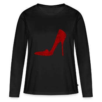 High Heels rot / Schuhe / Party / Date / Geschenk - Frauen Premium Bio Langarmshirt - Schwarz - Vorne - Julia (174cm)