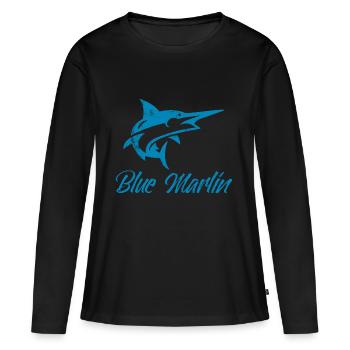 Angler - Angelsport - Blue Marlin - Geschenk - Frauen Premium Bio Langarmshirt - Schwarz - Vorne - Julia (174cm)