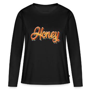 Lettrage graffiti miel miel - T-shirt manches longues Premium bio Femme - noir - Devant - Julia (174cm)