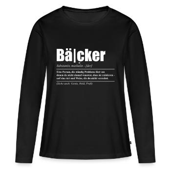Bäcker Geschenkidee - Frauen Premium Bio Langarmshirt - Schwarz - Vorne - Julia (174cm)