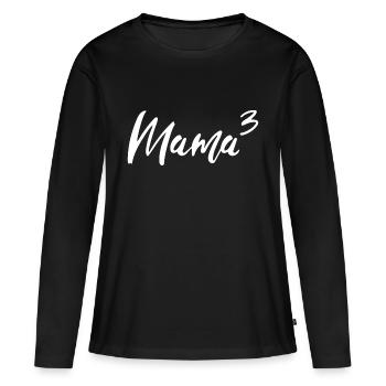 Mama Hoch Drei - Frauen Premium Bio Langarmshirt - Schwarz - Vorne - Julia (174cm)