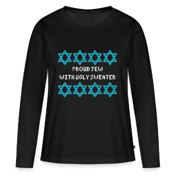Ugly Hanukkah, Chanukkah, Lichterfest, Geschenk - Frauen Premium Bio Langarmshirt - Schwarz - Vorne - Julia (174cm)