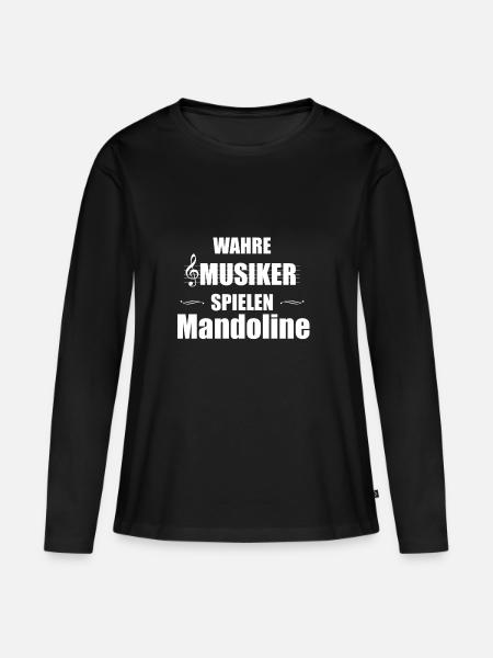 Mandoline Instrument Geschenk - Frauen Premium Bio Langarmshirt - Schwarz