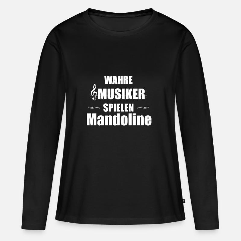 Mandoline Instrument Geschenk - Frauen Premium Bio Langarmshirt - Schwarz