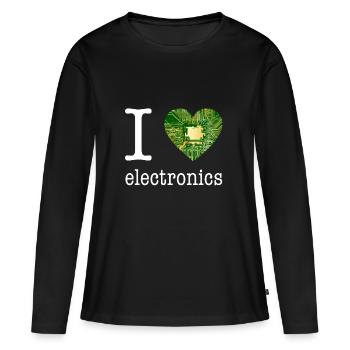 I love Electronics - electronics / gift idea - Women's Premium Organic Long Sleeve Shirt - black - Front - Julia (174cm)