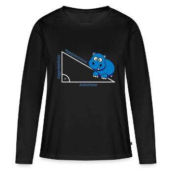 Hippopotame Pythagore math Hippo cadeau enseignant - T-shirt manches longues Premium bio Femme - noir - Devant - Julia (174cm)