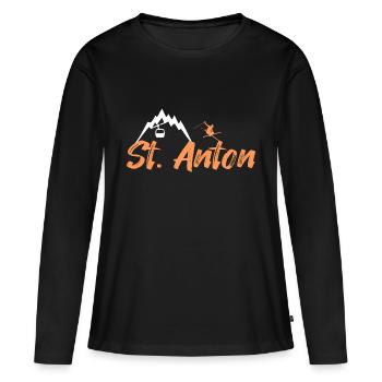 St anton - T-shirt manches longues Premium bio Femme - noir - Devant - Julia (174cm)