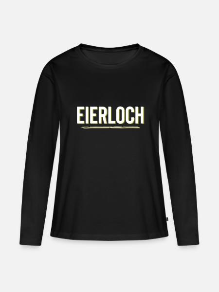 Eierloch Funshirt - Frauen Premium Bio Langarmshirt - Schwarz