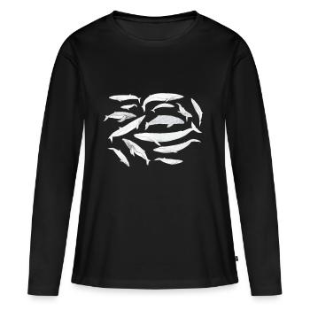 Baleines - Baleines - Baleines - T-shirt manches longues Premium bio Femme - noir - Devant - Julia (174cm)