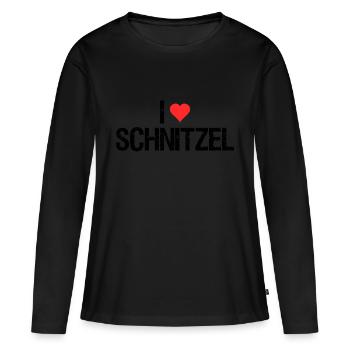 Ich liebe Schnitzel - Frauen Premium Bio Langarmshirt - Schwarz - Vorne - Julia (174cm)