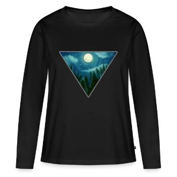 pleine lune - T-shirt manches longues Premium bio Femme - noir - Devant - Julia (174cm)
