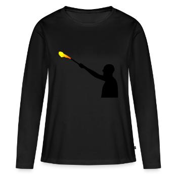Fan Hooligan - Frauen Premium Bio Langarmshirt - Schwarz - Vorne - Julia (174cm)