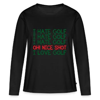 Golf Caddy Golf Course Putter Yardage cadeau Tee - T-shirt manches longues Premium bio Femme - noir - Devant - Julia (174cm)