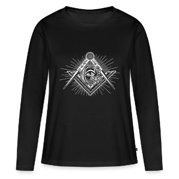 Oeil Maçonnique Fraternité Secret Illuminati - T-shirt manches longues Premium bio Femme - noir - Devant - Julia (174cm)