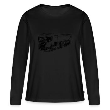 Truck Muldenkipper Kipper LKW camion ciężarówka - Frauen Premium Bio Langarmshirt - Schwarz - Vorne - Julia (174cm)