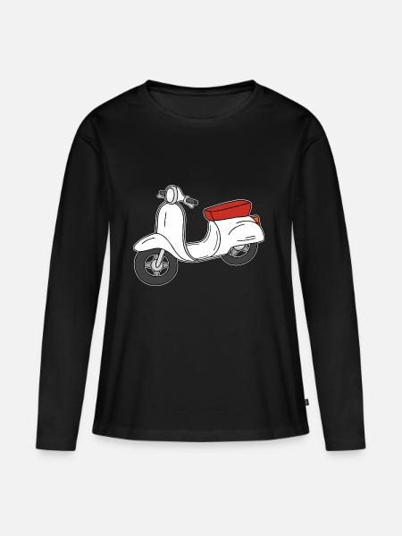 Roller Nostalgie Rerto Kult - Frauen Premium Bio Langarmshirt - Schwarz