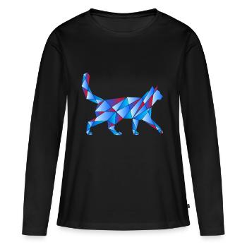 Blaue Katze - Frauen Premium Bio Langarmshirt - Schwarz - Vorne - Julia (174cm)