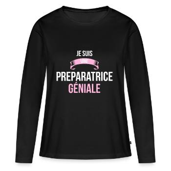 je suis une Preparatrice - T-shirt manches longues Premium bio Femme - noir - Devant - Julia (174cm)