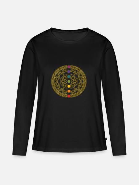 7 Chakren Chakra Spiritualität Meditation Geschenk - Frauen Premium Bio Langarmshirt - Schwarz