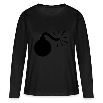 BOMB Booom! - Frauen Premium Bio Langarmshirt - Schwarz - Vorne - Julia (174cm)
