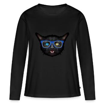 chat animal lulnette vairons fantaisie 402 - T-shirt manches longues Premium bio Femme - noir - Devant - Julia (174cm)